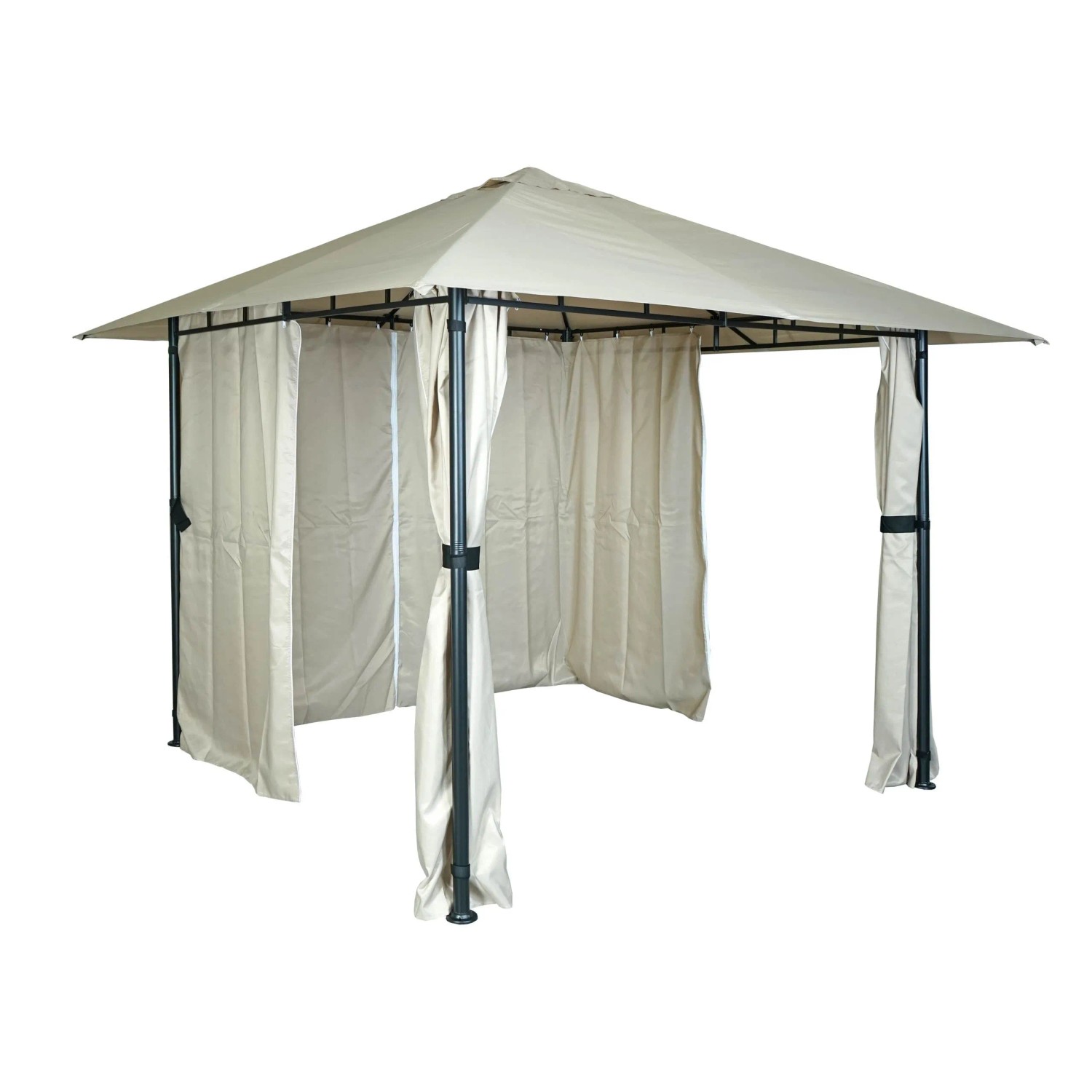 BERLINLODGE Pergola HxBxT 255x300x300cm Garten Pavillon Terrassenüberdachung Mit Seitenwand Creme-Beige