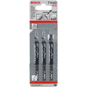 Bosch Stichsägeblätter Pro T 144 D Speed for Wood, 3er-Pack, für schnelle Holzschnitte.