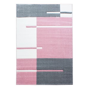 Ayyildiz Kurzflorteppich Hawaii 1310 in Pink, Grau und Weiß mit modernem Muster, 160x230 cm.
