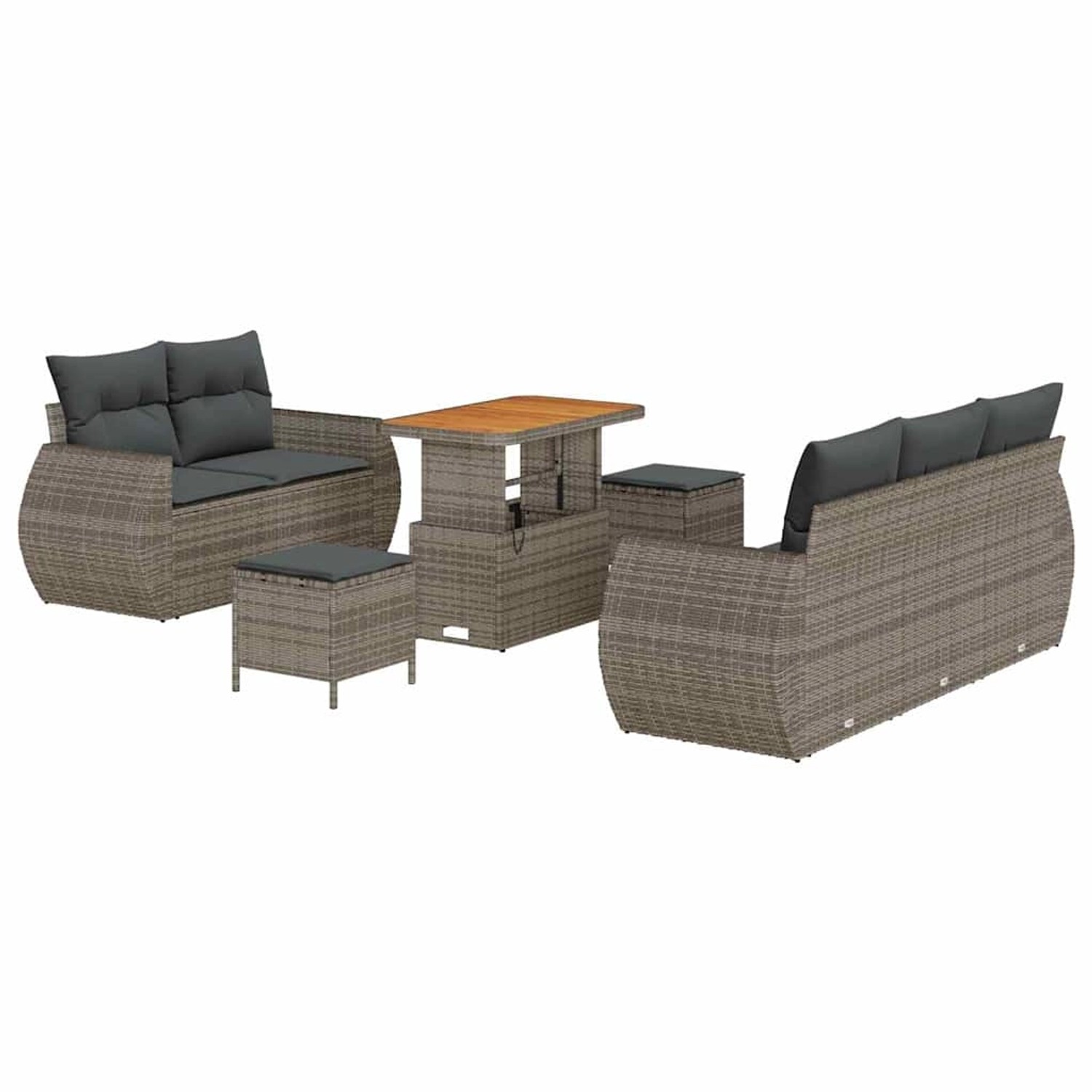 vidaXL Garten-Sofa-Set 8-Tlg Grau Poly Rattan 3361823 günstig online kaufen
