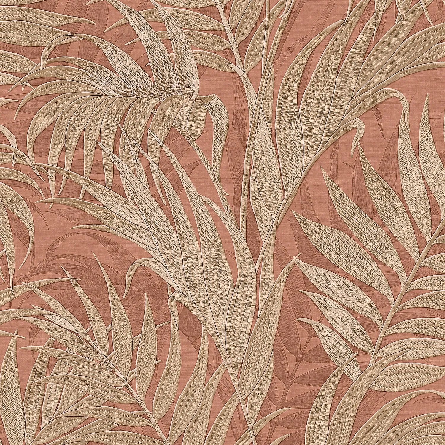PROFHOME Gr322106-Di Florale Tapete Schimmernd Braun Kupfer-Braun 0,53 m x 10,05 m  5,33 m2