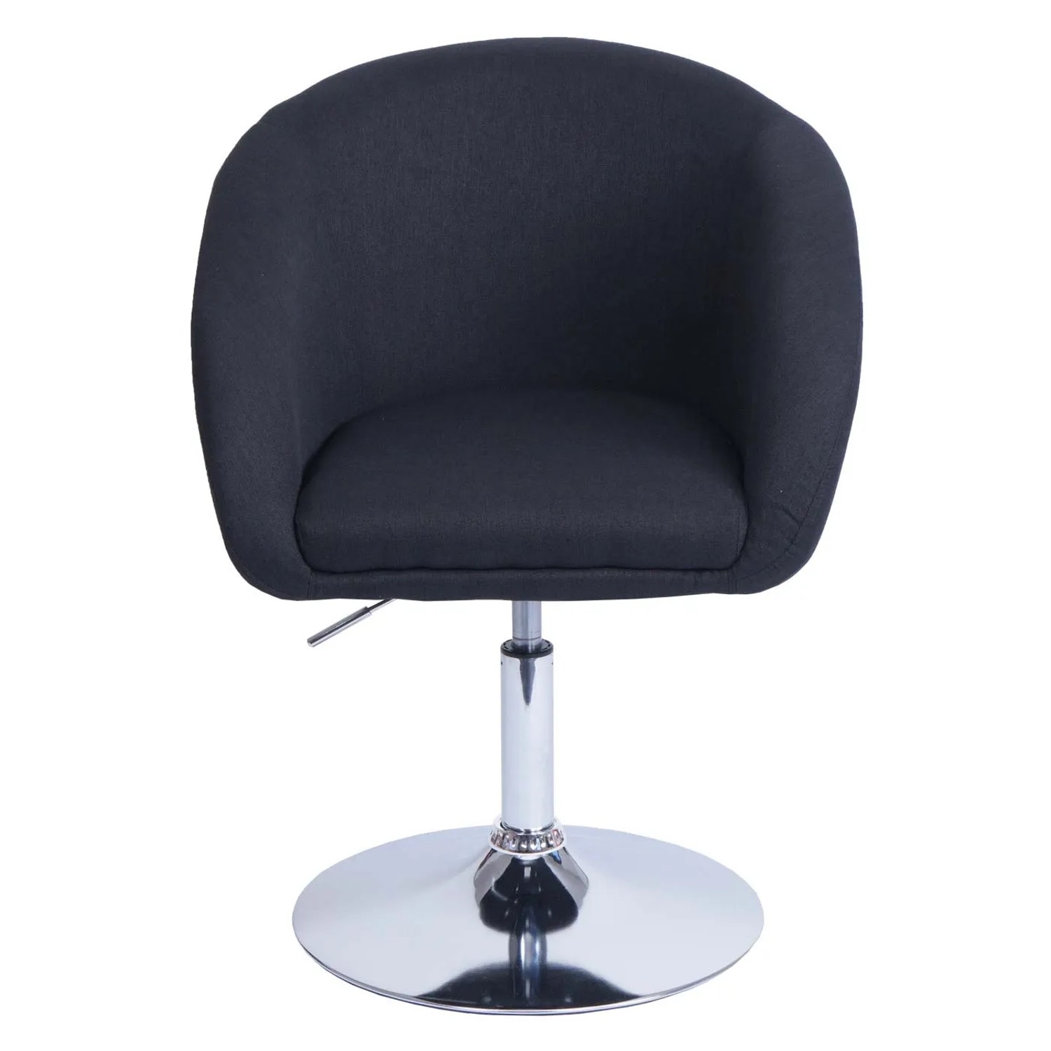 Anthrazitfarbener MCW Esszimmerstuhl F19 mit Stoffbezug und verchromtem Fuß.