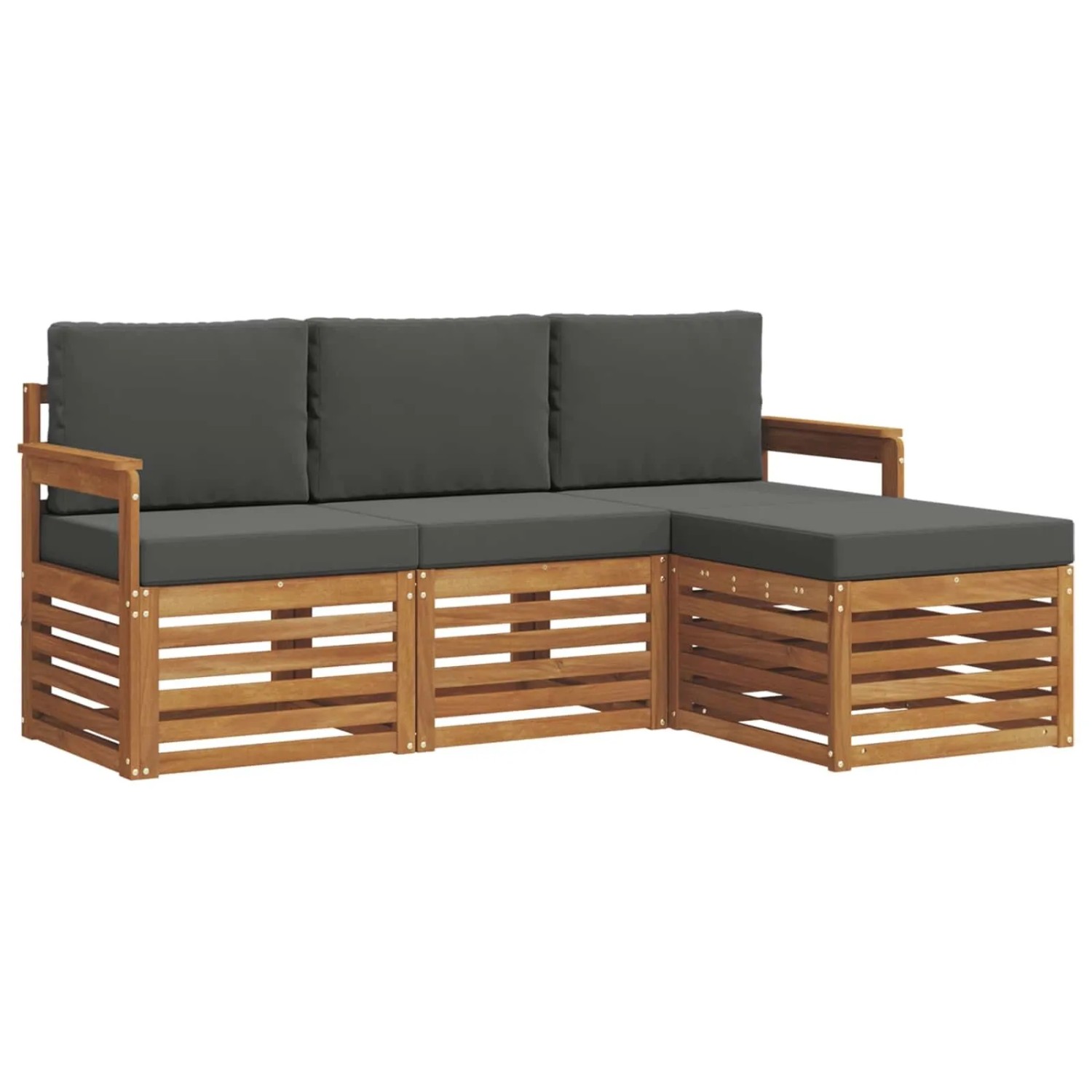 vidaXL Sofagarnituren 4 Tlg Natur und Anthrazit Massivholz Akazie 3374597