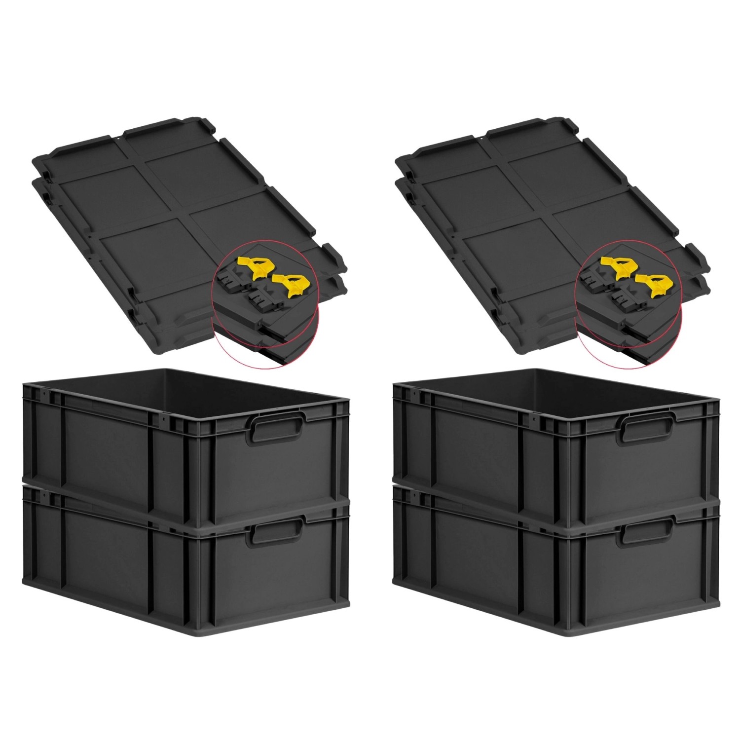 PROREGAL SuperSparSet 4x Eurobox Nextgen Grip Mit Scharnierdeckel Und Gelbe günstig online kaufen