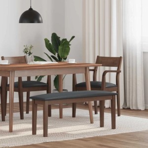 Braune vidaXL Bank aus Massivholz (Gummibaum), 110 cm, mit gepolsterter Sitzfläche.