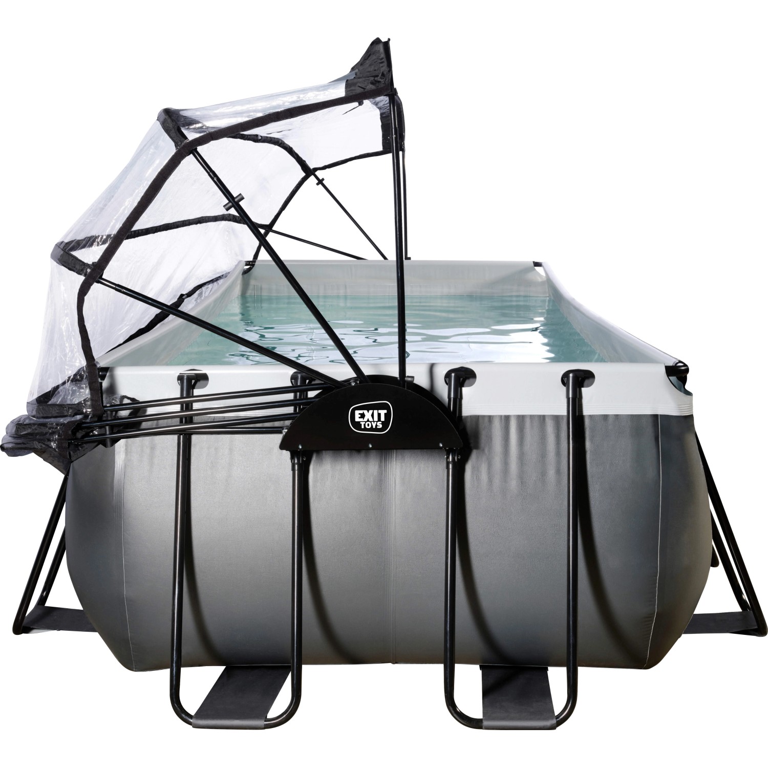 Exit Black Leather Pool mit Abdeckung und Sandfilterpumpe, 540x250x100 cm.
