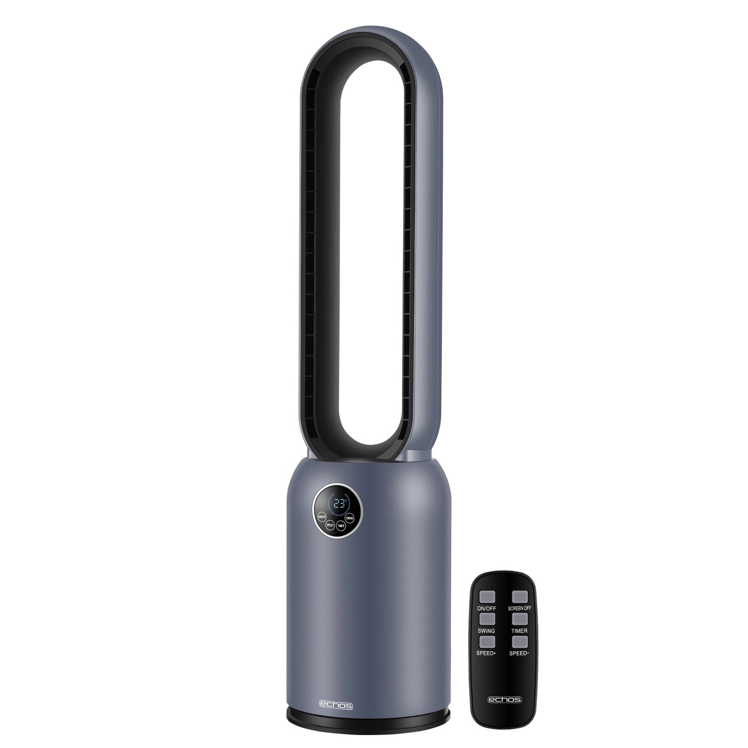 Echos Eco-1220 Turmventilator mit Fernbedienung 12h Timer 24 Stufen HEPA Filter