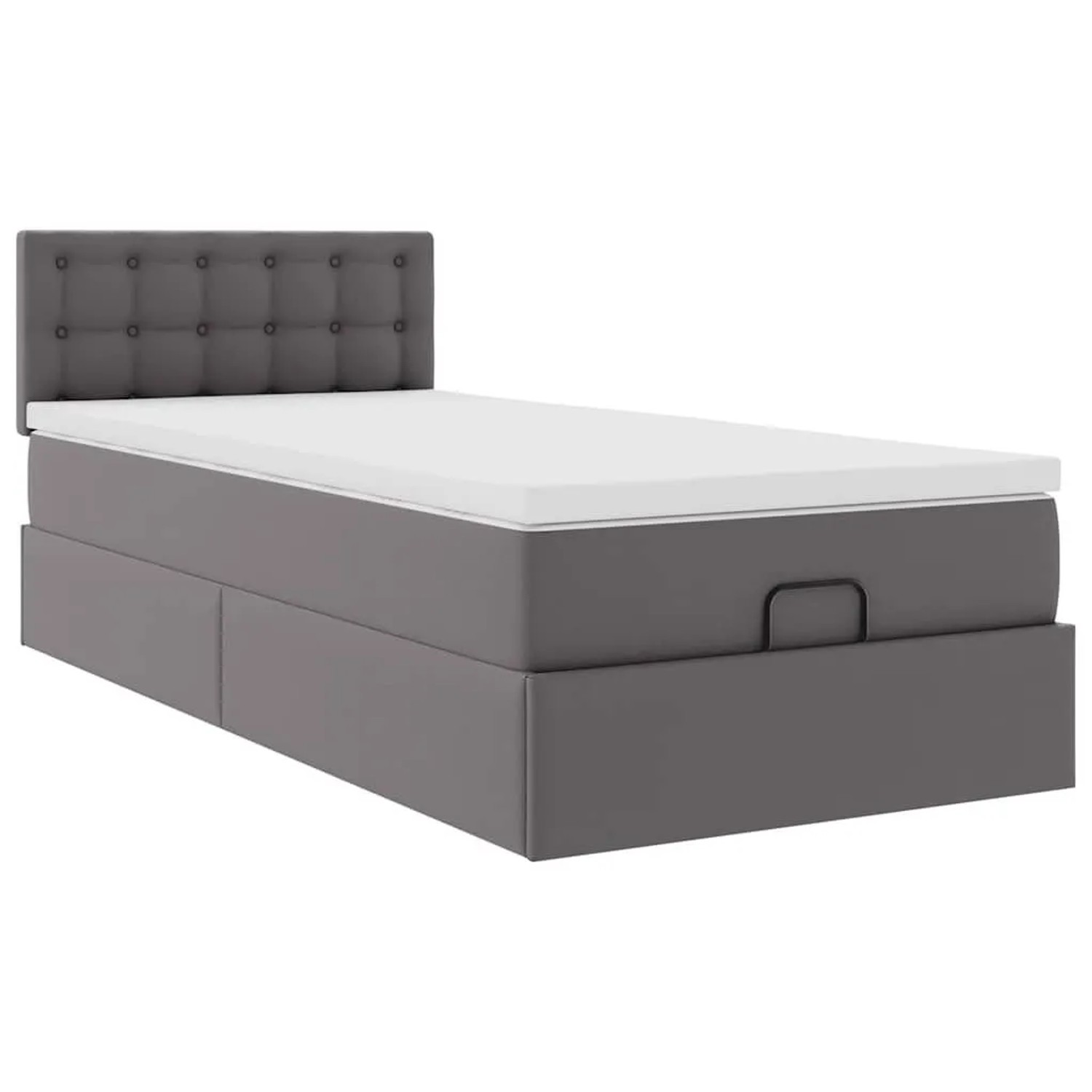 vidaXL Ottoman-Bett mit Matratzen & LEDs Grau 90x200 cm Kunstleder 3312135