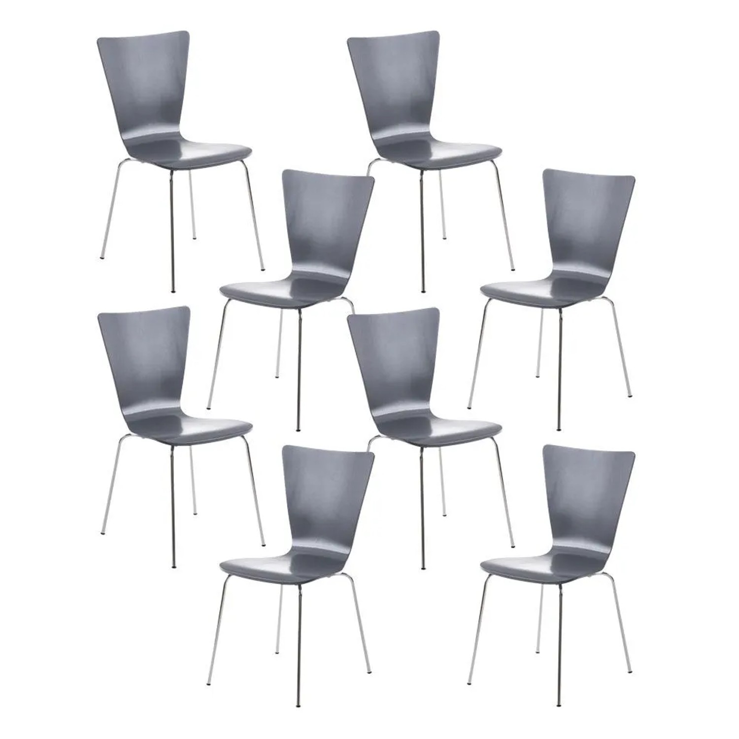 CLP 8er Set Besucherstuhl Aaron Grau