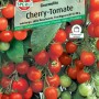 Samenpackung Sperli Cherry-Tomate Gourmelito F1-Hybride mit reifen, roten Tomaten am Strauch.