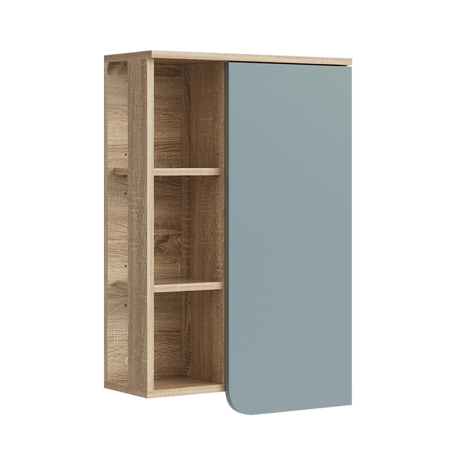 Vicco Badschrank Karen Sonoma/Blau-Grau 50 x 75 cm mit Tür und Offenen Fäch günstig online kaufen