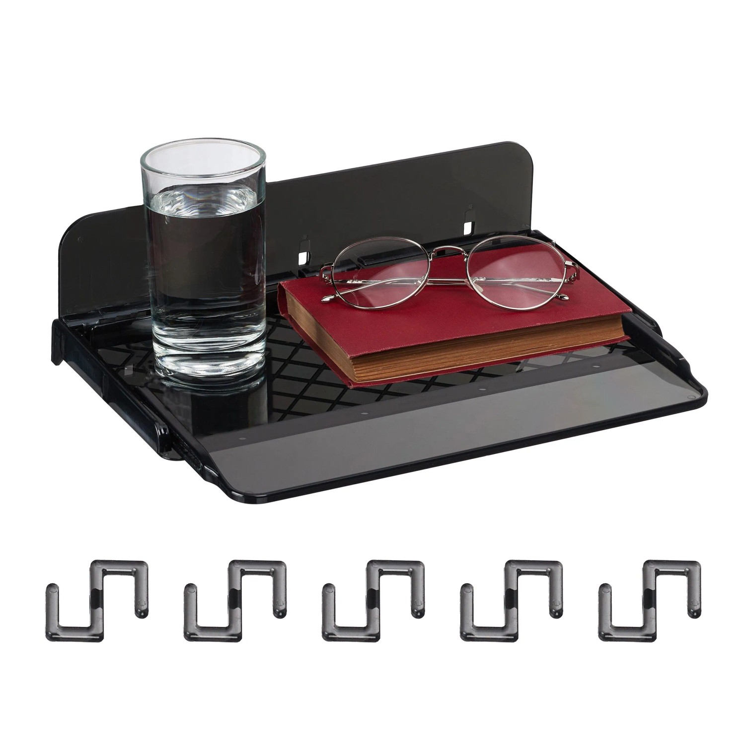 Relaxdays Betttisch Kunststoff Schwarz Ausziehbar 8,5 cm x 30 cm x 15,5 cm bis 22 cm 0,31 kg