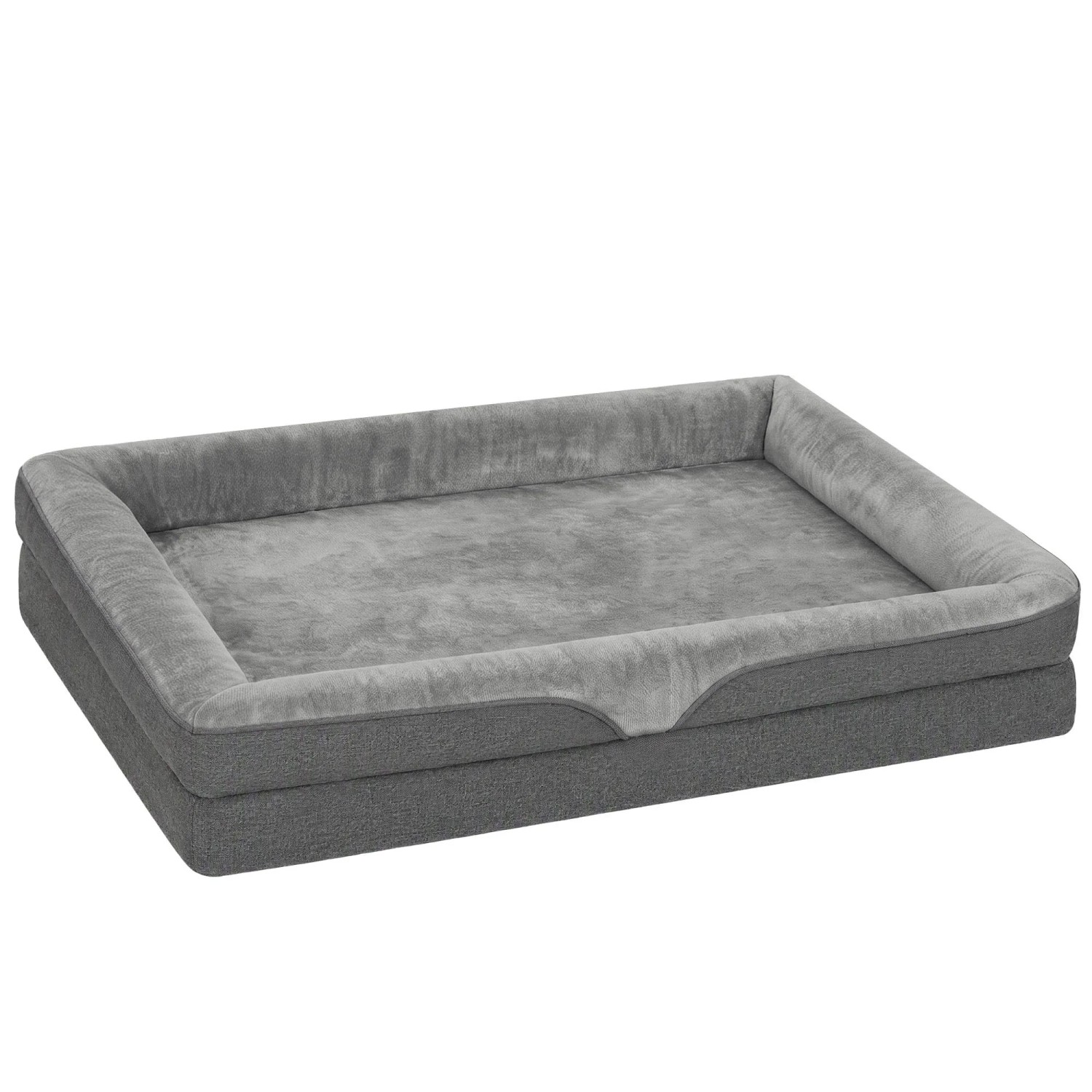 PawHut Hundekissen Leinenimitat Flanell 91 x 68 x 16 cm Grau