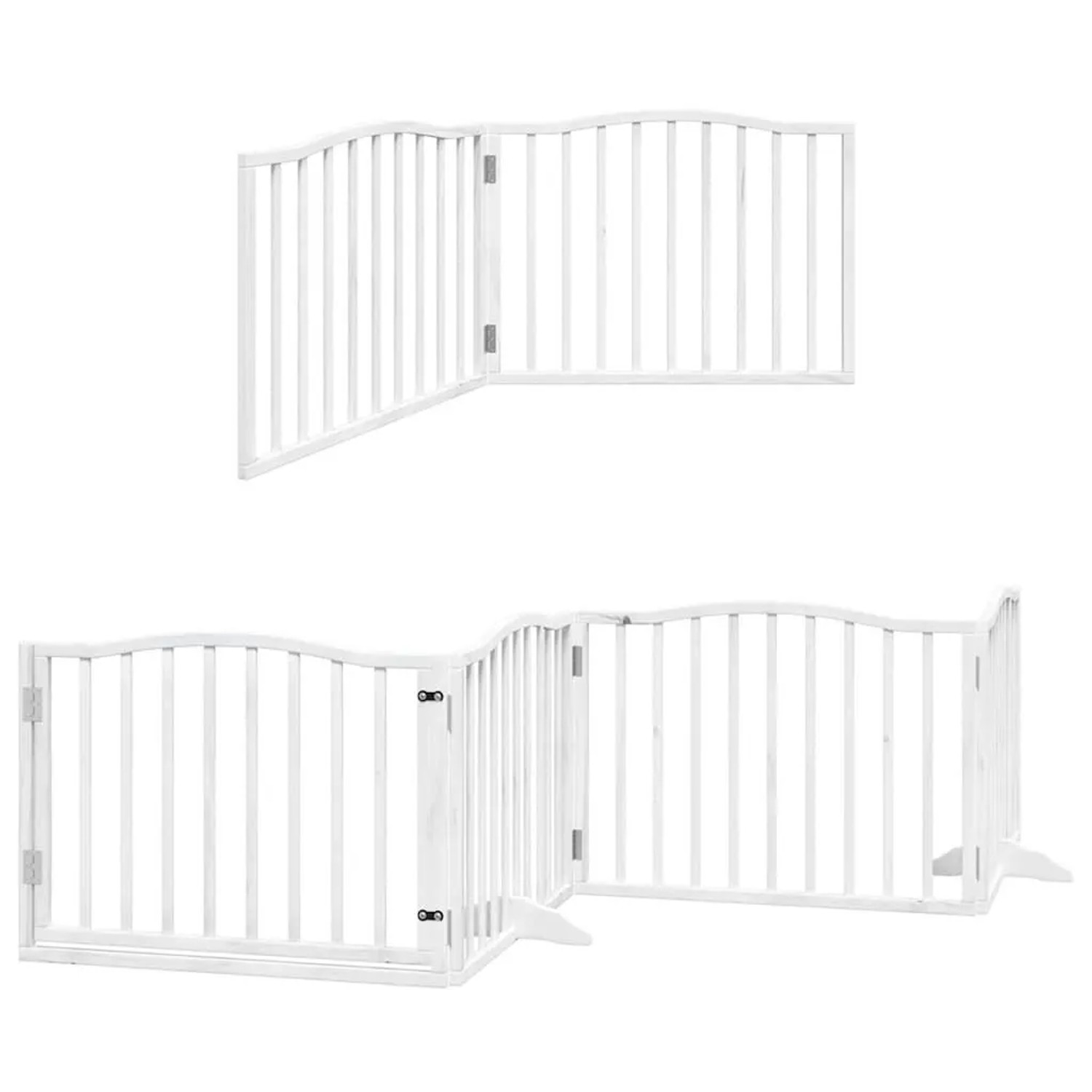 vidaXL 8 Tlg Hundetor mit Tür Faltbar Weiß 640 cm Pappelholz 3155618