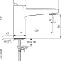 Technische Zeichnung: Ideal Standard Ceraplan Waschtischarmatur, H90, Schwarz Matt, Maße