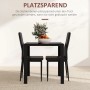 Schwarze HOMCOM Essgruppe mit Glasplatte und zwei Stühlen, platzsparendes Design.