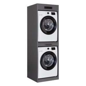 Anthrazit Geräteschrank Lifestyle Studio Flow für Waschmaschine & Trockner, mit Auszug und Lüftungsgitter.