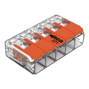 Wago Hebelklemme 221-615, 5-polig, für Leiter von 0,5-6 mm², 5 Stück