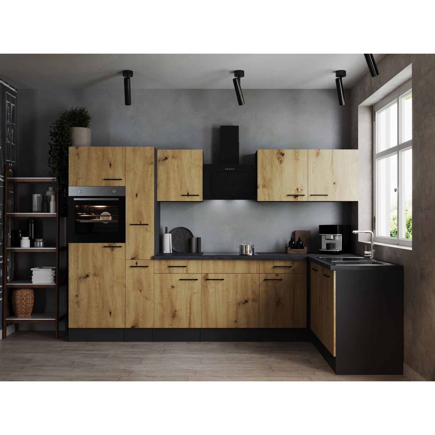 Respekta Winkelküche Oliver 310 cm Artisan Eiche