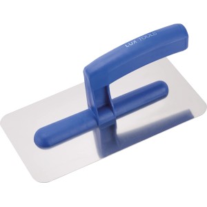 LUX Glättekelle Comfort, 220 mm, mit blauem Griff und rostfreiem Stahlblatt für Fliesenleger- und Putzarbeiten.