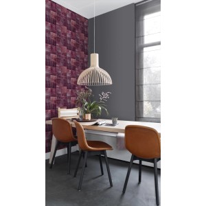 ESTAhome Tapete orientalisches-Marrakech Kelim-Patchwork Burgunderrot 53 cm x 10.05 m