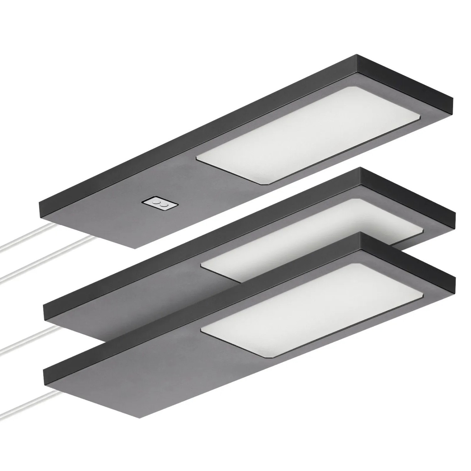 SOTECH 3er Set LED Möbelleuchten GIULIA II mit und Ohne Sensor Schwarz 4000K Neutralweiß inkl. Trafo und Verteiler