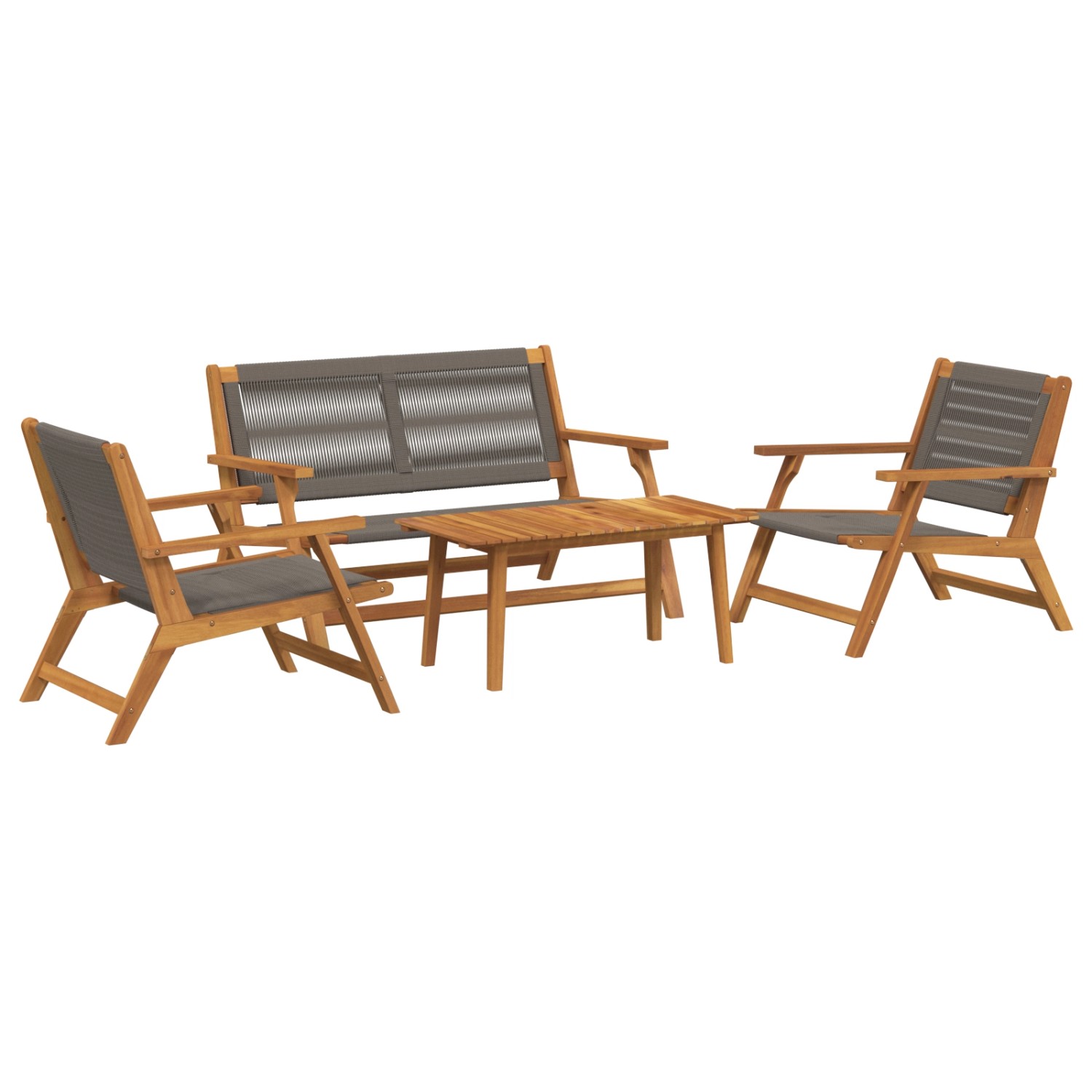 vidaXL Gartenstühle mit Tisch 4 Stück Grau Massivholz Akazie 3214446 günstig online kaufen