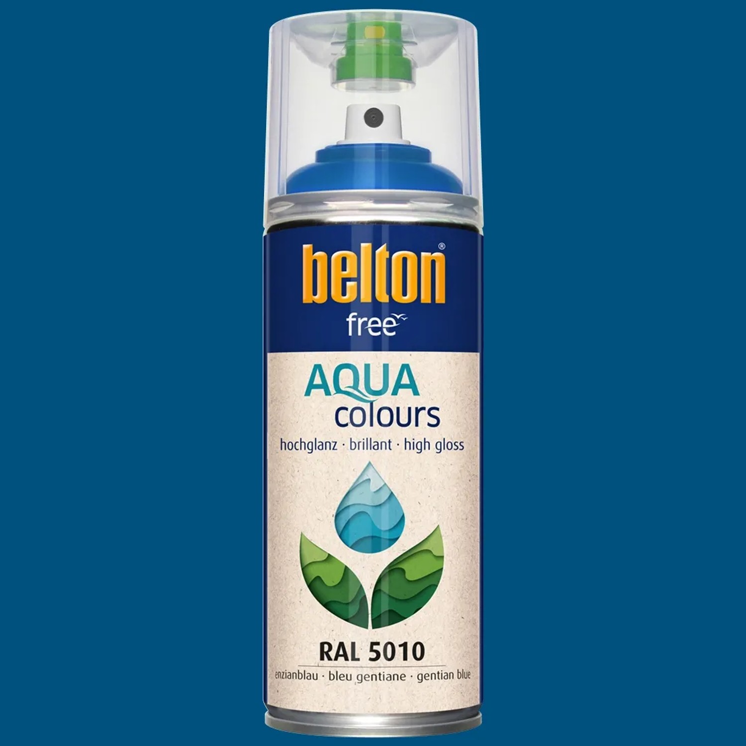 Belton Free AQUAcolours Buntlack RAL 5010 Enzianblau hochglänzend, Spraydose.
