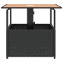 Schwarzer vidaXL Gartentisch mit Schirmloch, Poly Rattan, 55x55x46,5 cm.