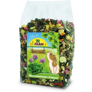 JR Farm Meerschweinchen-Schmaus 1,2kg, Alleinfutter mit Gemüse, Kräutern und Getreide im durchsichtigen Beutel.