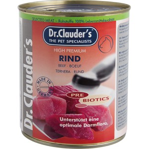 Dr. Clauder's Hunde-Nassfutter Rind, 800g Dose. Alleinfutter mit hohem Rindfleischanteil für eine optimale Darmflora.