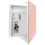 Banjado Schlüsselkasten mit Glasfront, rosa Arabesque Motiv, 50 Haken, magnetisch und beschreibbar.