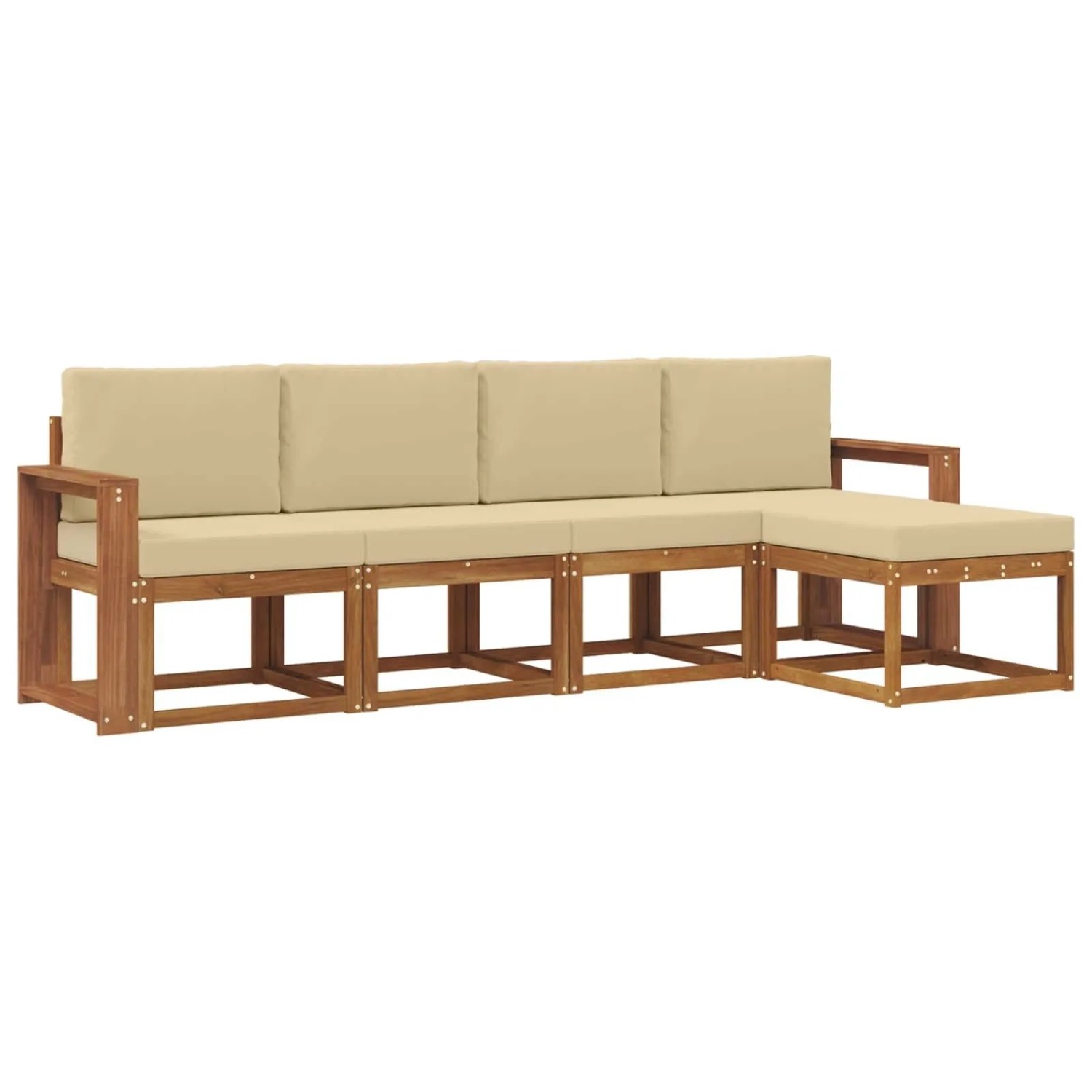 vidaXL Outdoor-Sofagarnitur 5 Stk Natur und Beige Massivholz Akazie 3366261