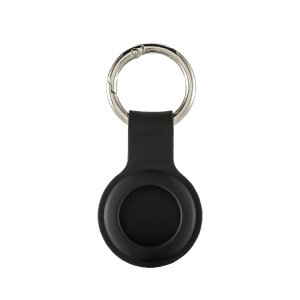 Schwarzer Hama Schlüsselanhänger Fantastic Feel für Apple AirTag aus Silikon mit Karabiner.