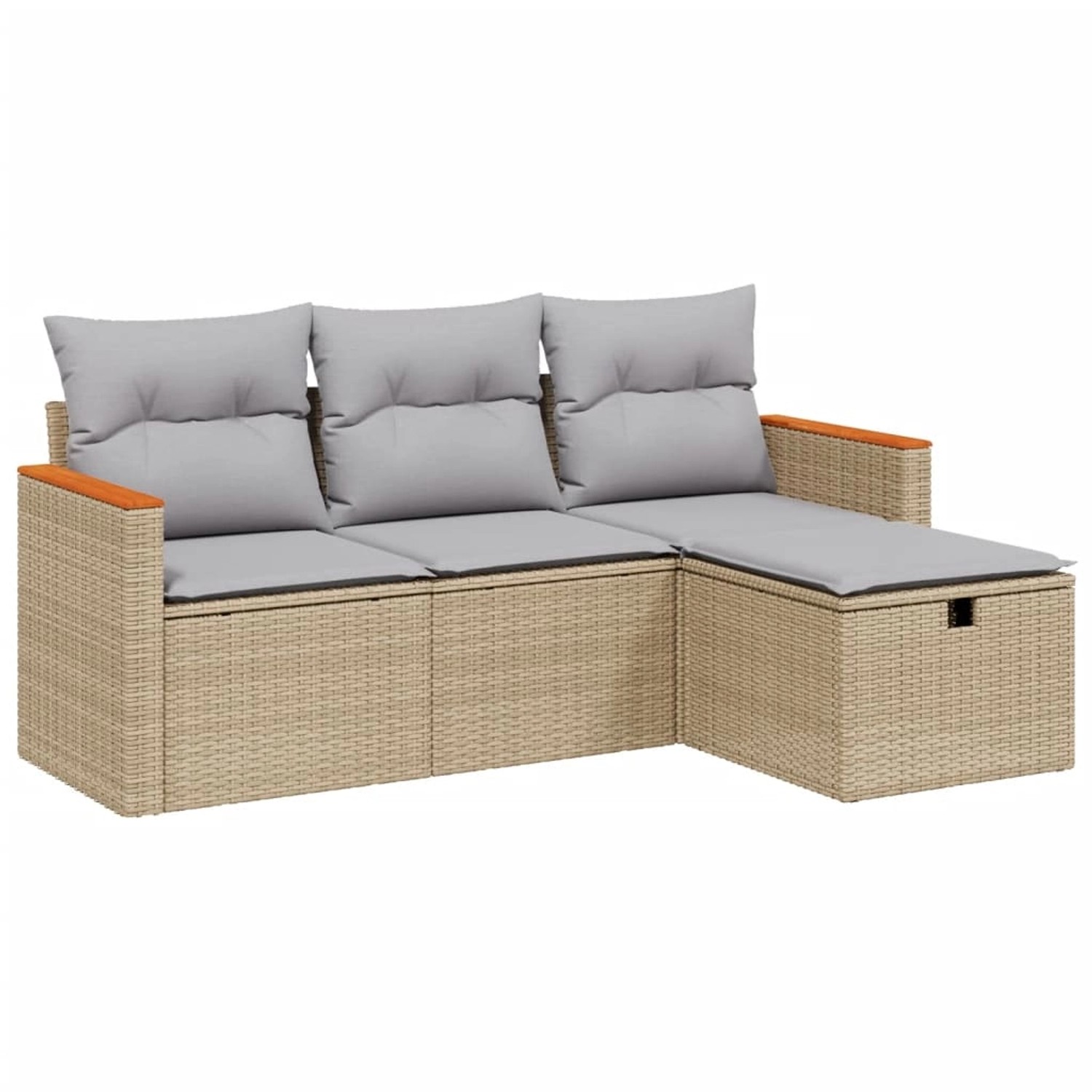 vidaXL 4-tlg Garten-Sofagarnitur mit Kissen Beigemischung Poly Rattan Model günstig online kaufen