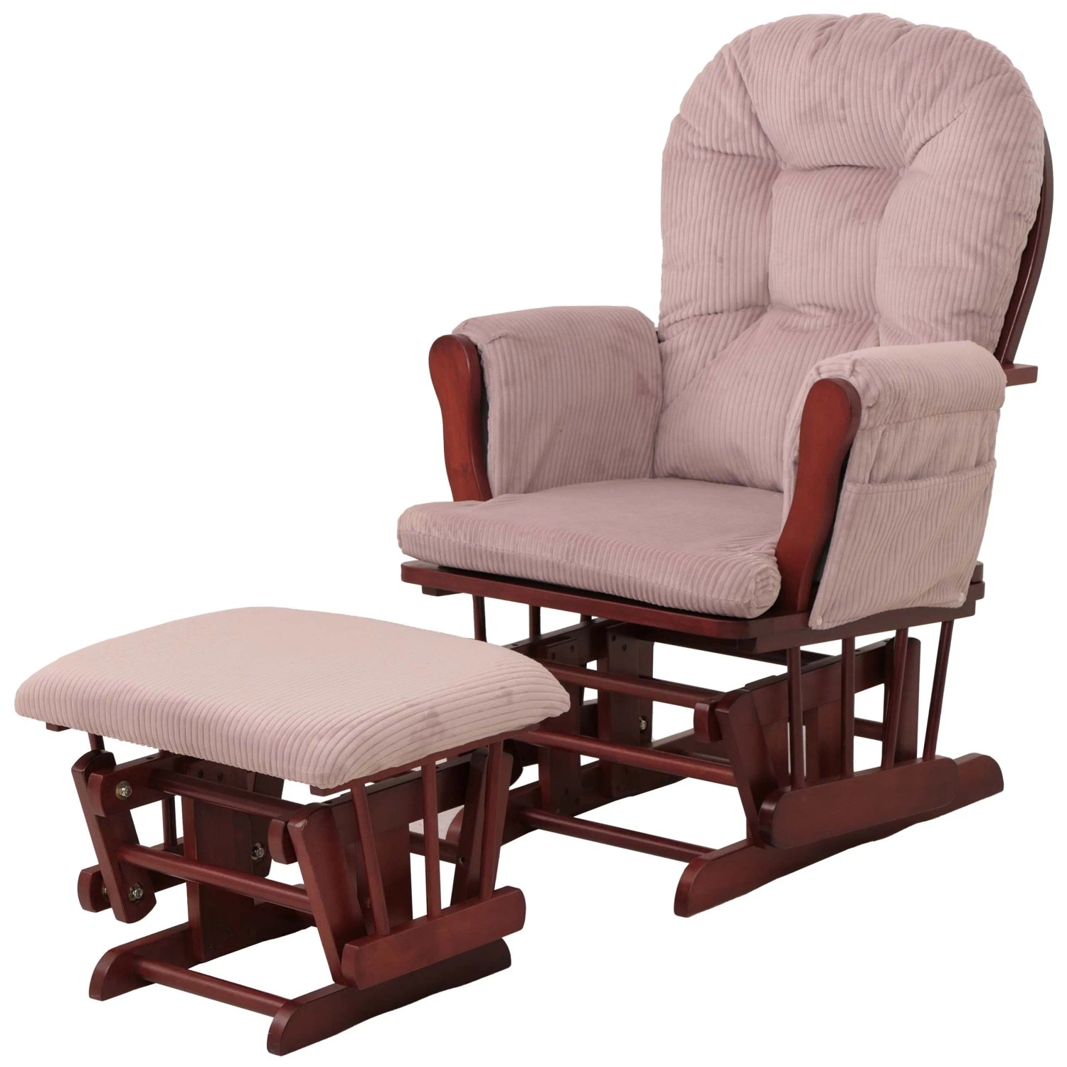Mcw Relaxsessel C76 Mit Hocker Stoff Cord Öko-Tex Rosa Gestell Dunkel