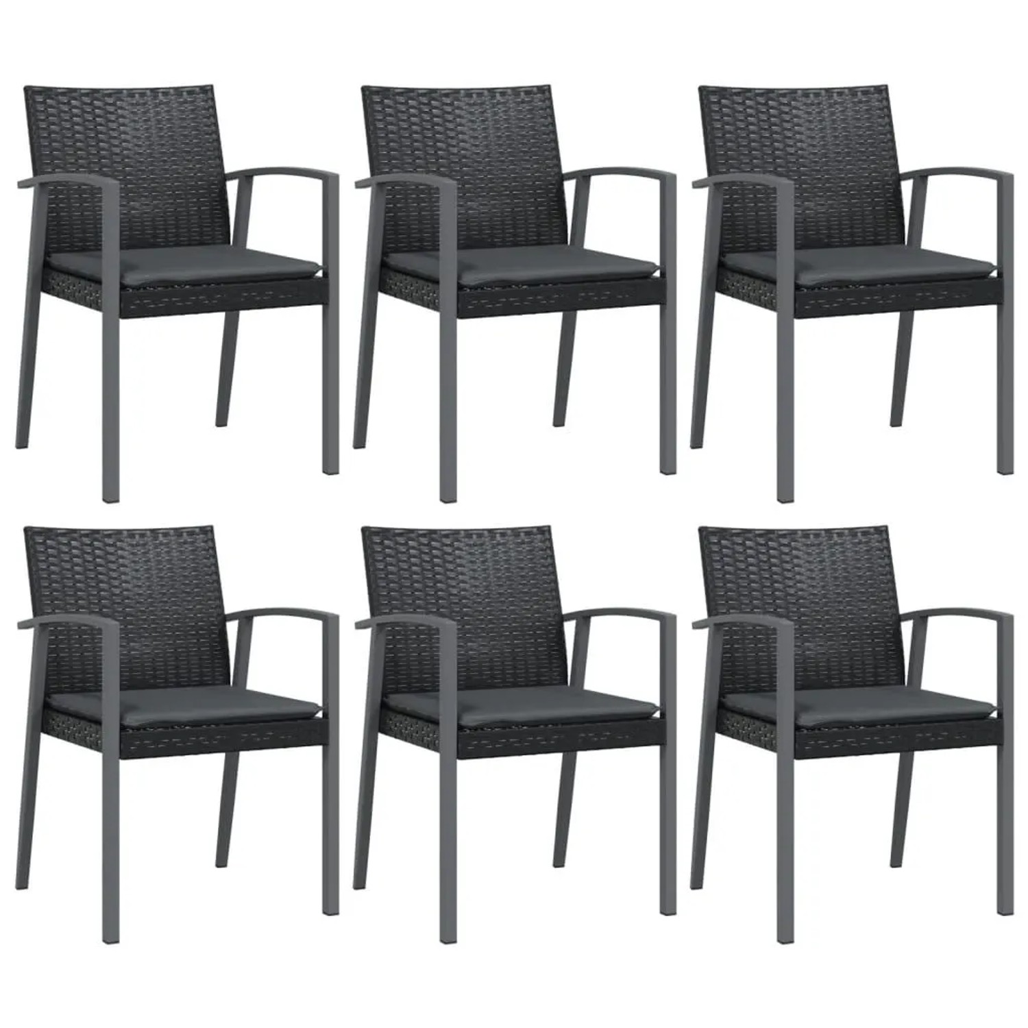 Furnicato Gartenstühle Mit Kissen 6 Stk Schwarz 565x57x83cm Poly Rattan