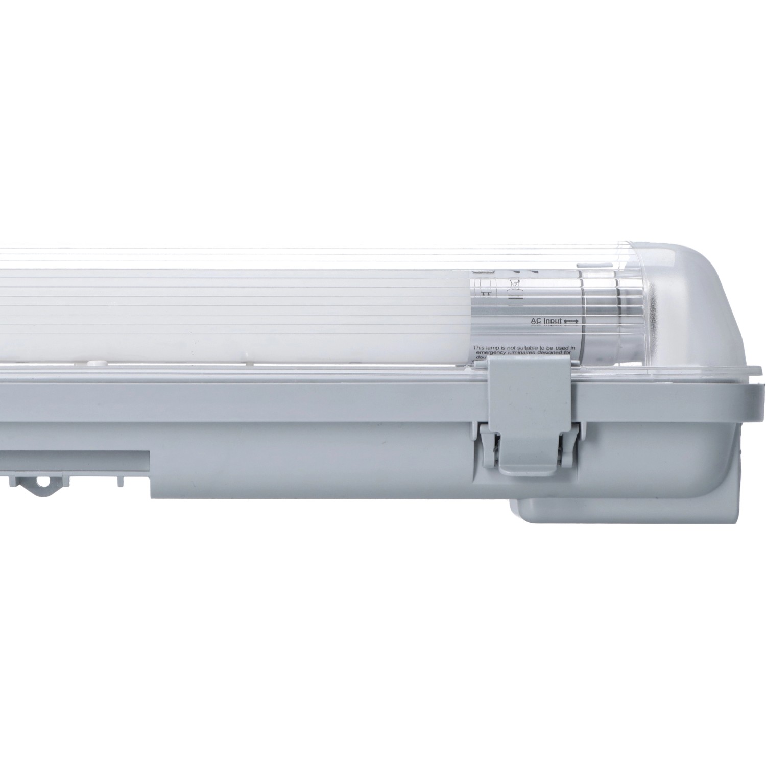 Graue LED-Feuchtraumleuchte, 60 cm, 7,5 W, ideal für Keller und Garage.