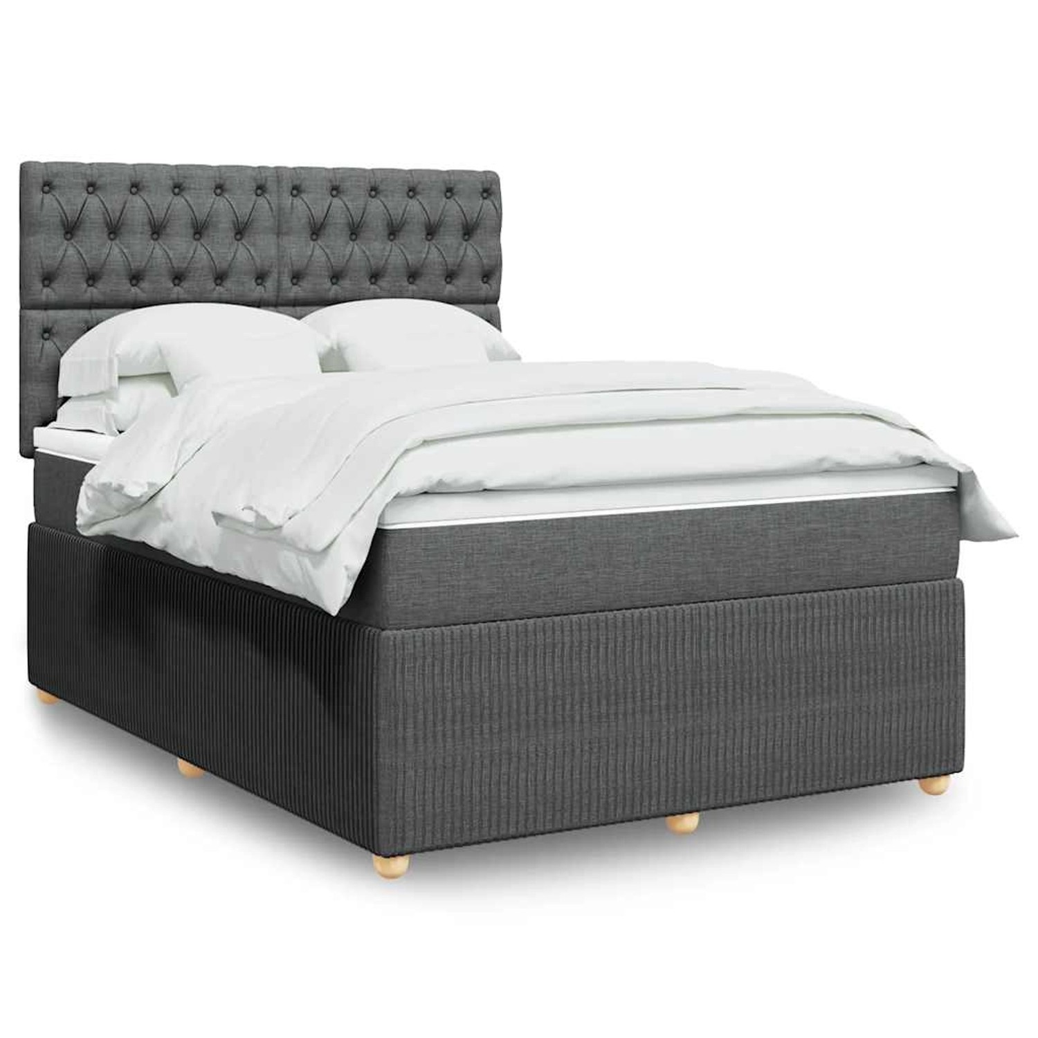vidaXL Boxspringbett mit Matratze Dunkelgrau 140x190 cm Stoff 3294359 günstig online kaufen