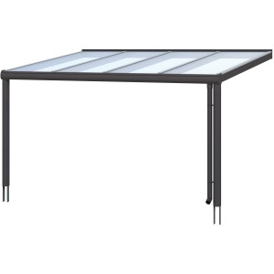 Terrassenüberdachung Genua, 434x257 cm, Aluminium Anthrazit mit klarer Doppelstegplatte.