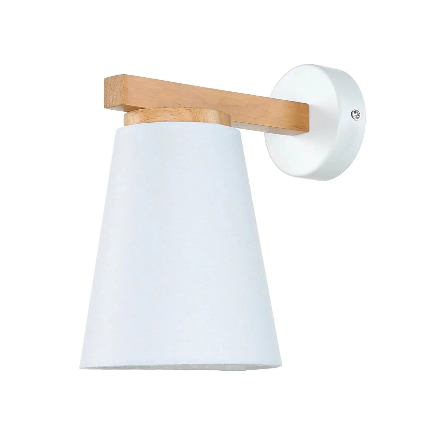 EASYLIGHT Wandleuchte Holz Stoff E27 22 cm Hoch Weiß Skandinavisch