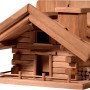 Braun gebeiztes Dobar Vogelhaus im Berghütten-Design aus FSC®-Holz, Detailaufnahme.
