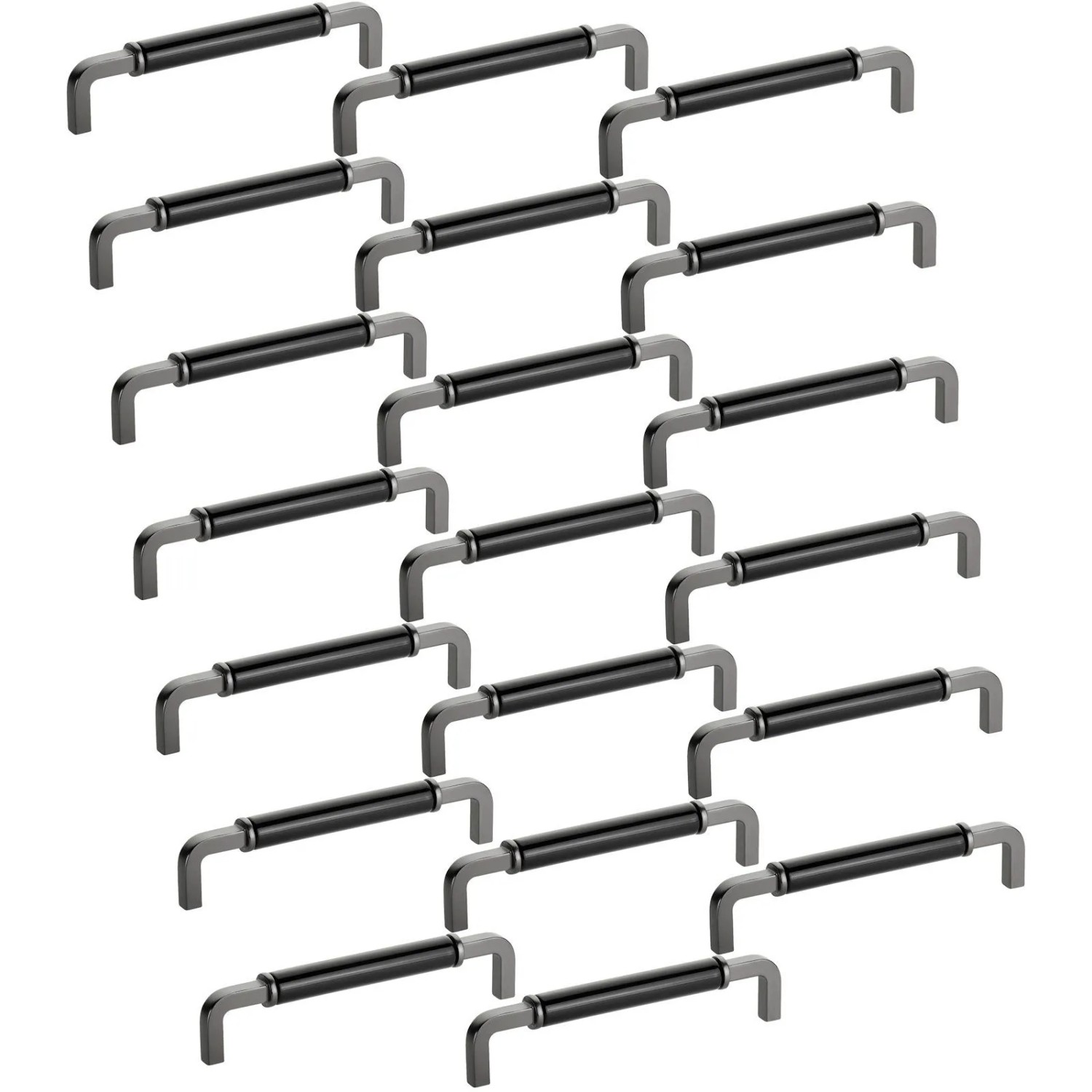 SOTECH 20x Möbelgriff AXIS BA 160 mm Anthrazit mit Schwarzem Porzellan Einsatz