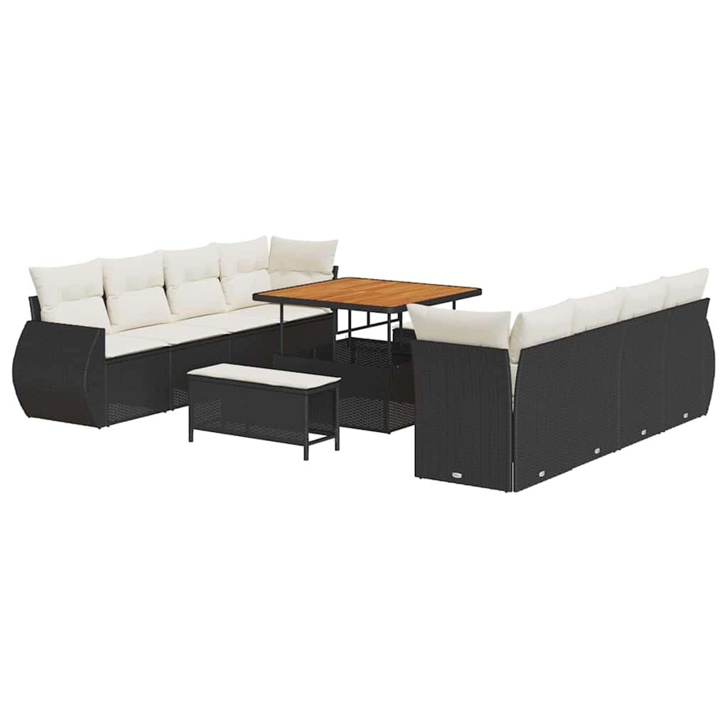 vidaXL Garten-Sofa-Set mit Speicher 11-Tlg Schwarz Poly Rattan 3363805 günstig online kaufen