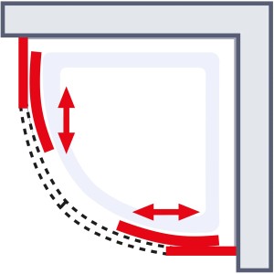 Skizze der Schulte Komplettduschkabine Rhodos 85x85 mit Schiebetür in Alu-Natur.