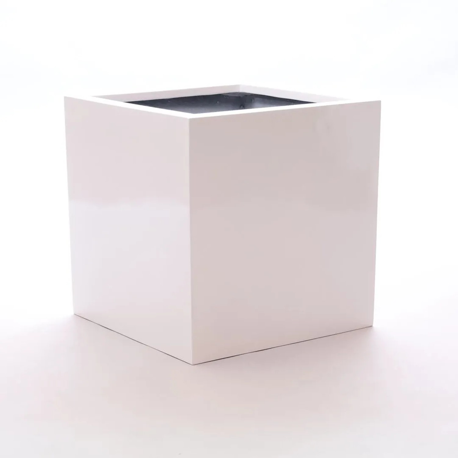 Elegant Einrichten Pflanzkübel Fiberglas Quadratisch 38x38x38cm Hochglanz-Weiß