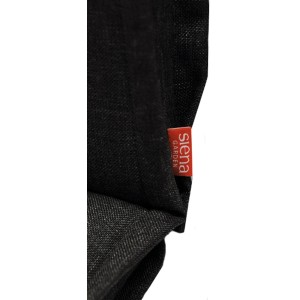 Detailaufnahme: Anthrazitfarbene Siena Garden Auflage Stella mit Markenlabel.