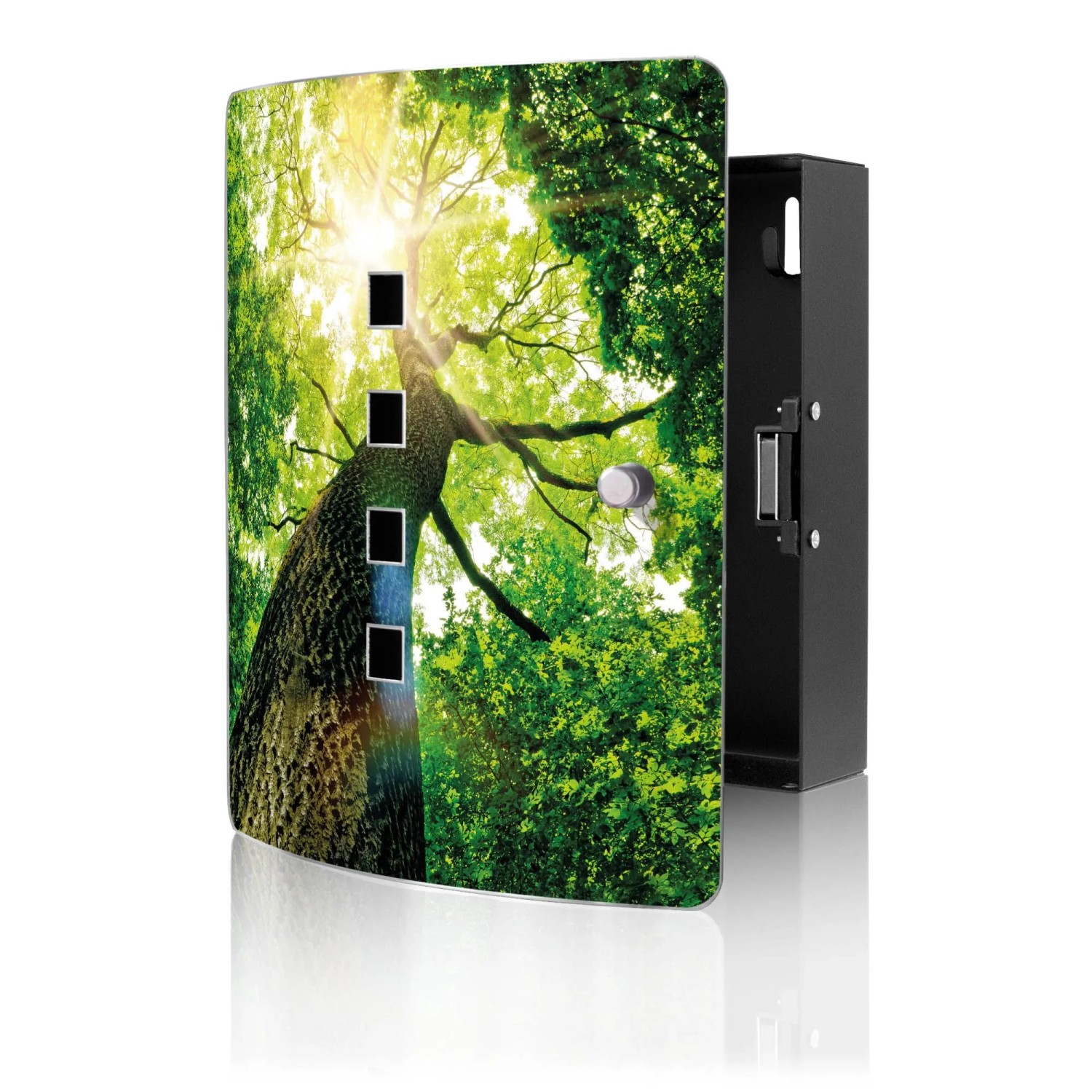 Banjado Design Schlüsselkasten Aus Edelstahl Für 10 Schlüssel 24x21,5x7cm Mit Magnetverschluss Motiv Baumkrone