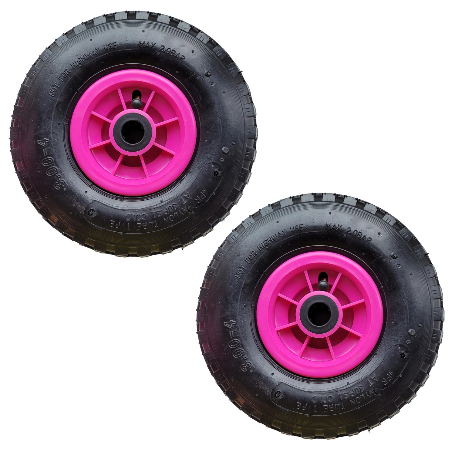 TRUTZHOLM 2x Sackkarrenrad 260x85mm 3.00-4 Luftrad Nabenlänge 75mm 4PR Pink