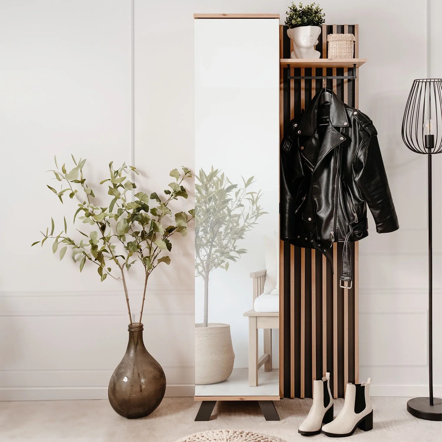 Homestyle4u Garderobe Flurgarderobe mit Spiegel Flurmöbel Garderobenpaneel_2